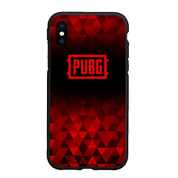 Чехол iPhone XS Max матовый PUBG red poly, цвет: 3D-черный