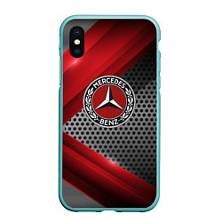 Чехол iPhone XS Max матовый Mercedes benz текстура метал, цвет: 3D-мятный