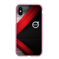 Чехол iPhone XS Max матовый Volvo metal stripes, цвет: 3D-розовый