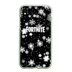 Чехол iPhone XS Max матовый Fortnite winter snow, цвет: 3D-салатовый