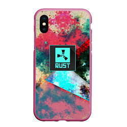 Чехол iPhone XS Max матовый RUST geometry color, цвет: 3D-малиновый