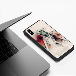 Чехол iPhone XS Max матовый Сова абстракция краски, цвет: 3D-черный — фото 2