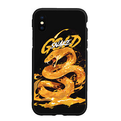 Чехол iPhone XS Max матовый Gold snake, цвет: 3D-черный