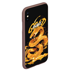 Чехол iPhone XS Max матовый Gold snake, цвет: 3D-коричневый — фото 2