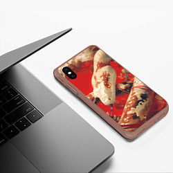 Чехол iPhone XS Max матовый Змея на красном фоне, цвет: 3D-коричневый — фото 2