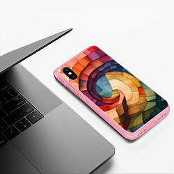 Чехол iPhone XS Max матовый Разноцветная мозаика в виде спирали, цвет: 3D-баблгам — фото 2