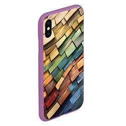 Чехол iPhone XS Max матовый Волнистая мозаика, цвет: 3D-фиолетовый — фото 2