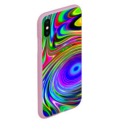 Чехол iPhone XS Max матовый Жидкие неоновые краски разводы, цвет: 3D-розовый — фото 2