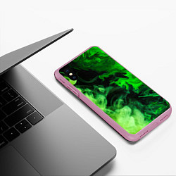 Чехол iPhone XS Max матовый Ядовитый зеленый дым, цвет: 3D-розовый — фото 2