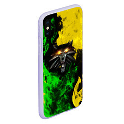 Чехол iPhone XS Max матовый The Witcher in fire, цвет: 3D-светло-сиреневый — фото 2