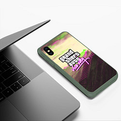 Чехол iPhone XS Max матовый Vice city glitch, цвет: 3D-темно-зеленый — фото 2