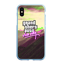 Чехол iPhone XS Max матовый Vice city glitch, цвет: 3D-голубой