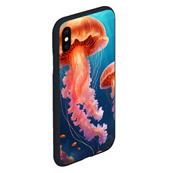 Чехол iPhone XS Max матовый Подводный мир медузы, цвет: 3D-черный — фото 2