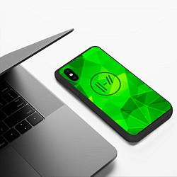 Чехол iPhone XS Max матовый Twenty One Pilots green poly, цвет: 3D-черный — фото 2