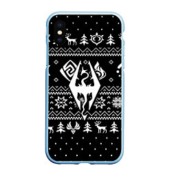 Чехол iPhone XS Max матовый The Elder Scrolls game pattern, цвет: 3D-голубой