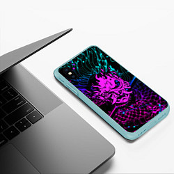 Чехол iPhone XS Max матовый Cyberpunk 2077 dragon neon, цвет: 3D-мятный — фото 2