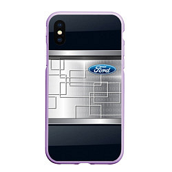 Чехол iPhone XS Max матовый FORD текстура из метала, цвет: 3D-сиреневый