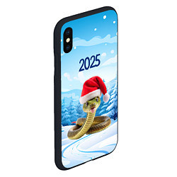 Чехол iPhone XS Max матовый Змейка в новогодней шапке 2025, цвет: 3D-черный — фото 2