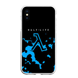 Чехол iPhone XS Max матовый Half life синий камуфляж, цвет: 3D-белый