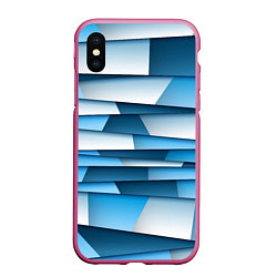 Чехол iPhone XS Max матовый Geometry line, цвет: 3D-малиновый