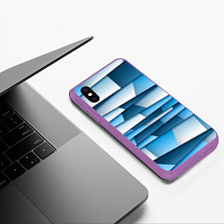 Чехол iPhone XS Max матовый Geometry line, цвет: 3D-фиолетовый — фото 2