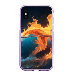 Чехол iPhone XS Max матовый Вода и огонь, цвет: 3D-сиреневый