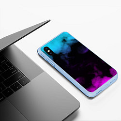 Чехол iPhone XS Max матовый Градиент - дым, цвет: 3D-голубой — фото 2