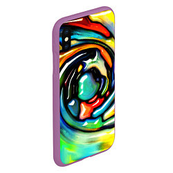 Чехол iPhone XS Max матовый Акварельные краски мозаика, цвет: 3D-фиолетовый — фото 2