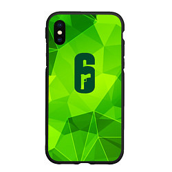 Чехол iPhone XS Max матовый Rainbow Six green poly, цвет: 3D-черный