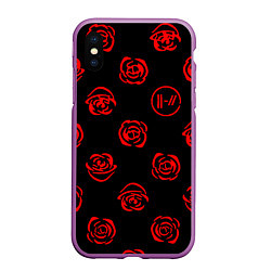 Чехол iPhone XS Max матовый Twenty one pilots rose pattern, цвет: 3D-фиолетовый