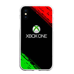 Чехол iPhone XS Max матовый Xbox краски текстура лого, цвет: 3D-белый