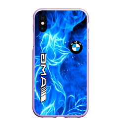 Чехол iPhone XS Max матовый BMW flower flame, цвет: 3D-сиреневый