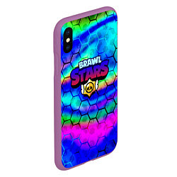 Чехол iPhone XS Max матовый Brawl stars neon gradient, цвет: 3D-фиолетовый — фото 2