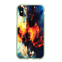 Чехол iPhone XS Max матовый Абстрактный космос текстура, цвет: 3D-салатовый