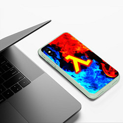 Чехол iPhone XS Max матовый Халф лайф огненный стиль, цвет: 3D-салатовый — фото 2