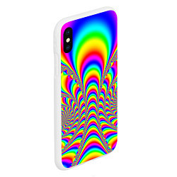 Чехол iPhone XS Max матовый Оптические иллюзии волны неон, цвет: 3D-белый — фото 2