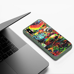 Чехол iPhone XS Max матовый Кислотные рисунки психоделика, цвет: 3D-темно-зеленый — фото 2