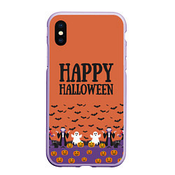 Чехол iPhone XS Max матовый Happy Halloween pattern, цвет: 3D-светло-сиреневый