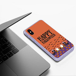 Чехол iPhone XS Max матовый Happy Halloween pattern, цвет: 3D-светло-сиреневый — фото 2