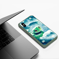 Чехол iPhone XS Max матовый Милая змейка на елочке, цвет: 3D-темно-зеленый — фото 2