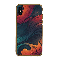 Чехол iPhone XS Max матовый Эбру теплая абстракция, цвет: 3D-коричневый