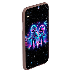 Чехол iPhone XS Max матовый Марио и Луиджи в космосе - неоновое свечение, цвет: 3D-коричневый — фото 2