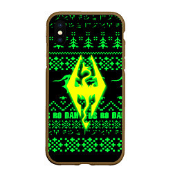 Чехол iPhone XS Max матовый The Elder Scrolls кислотное лого зима, цвет: 3D-коричневый