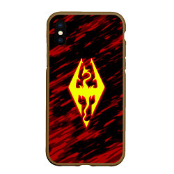 Чехол iPhone XS Max матовый The Elder Scrolls огненные краски, цвет: 3D-коричневый