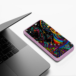 Чехол iPhone XS Max матовый Оптический узор девушка, цвет: 3D-сиреневый — фото 2