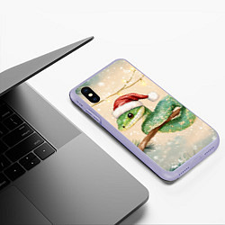 Чехол iPhone XS Max матовый Змея на ветке елки, цвет: 3D-светло-сиреневый — фото 2