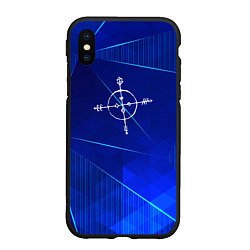 Чехол iPhone XS Max матовый Megadeth blue poly, цвет: 3D-черный