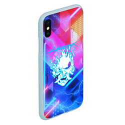 Чехол iPhone XS Max матовый Cyberpunk samurai storm, цвет: 3D-голубой — фото 2