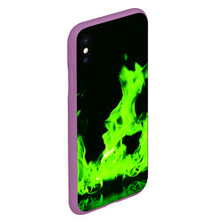 Чехол iPhone XS Max матовый Кислотный зелёный огонь, цвет: 3D-фиолетовый — фото 2