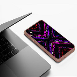 Чехол iPhone XS Max матовый Marshmello geometry neon, цвет: 3D-коричневый — фото 2